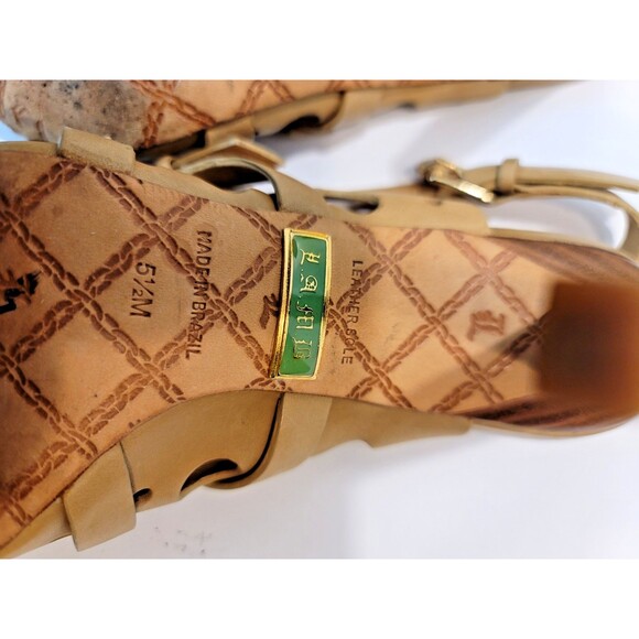 L.A.M.B. Tan High Heel Leather Strappy Sandals by Gwen Stefani sz 5.5 - Picture 7 of 14